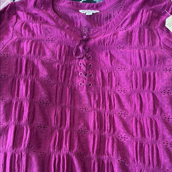 FRYE & CO. Magenta Purple Peasant Blouse Lace-Up Tie Neck Long Sleeve Top - Picture 11 of 11